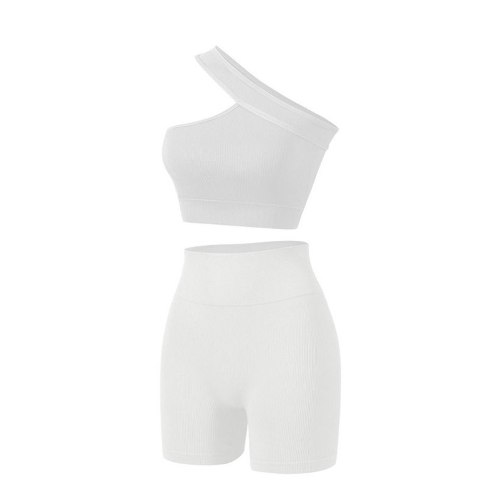 Seamless Ribbed Workout Tank Top - ชุดออกกำลังกายผู้หญิงแบบไร้รอยต่อ 2 ชิ้น สวมใส่สบาย เนื้อผ้าริบ ยืดหยุ่นสูง
