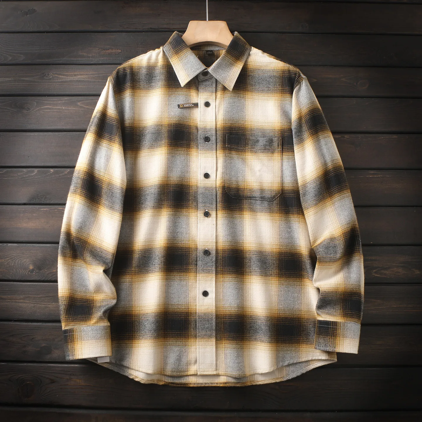 Casual Loose Linen Shirt Dress - เสื้อเชิ้ตลายสก็อตแขนยาวทรงหลวมสไตล์เรโทรผ้าฝ้ายแท้ 100% สำหรับผู้ชาย ไซส์ใหญ่ พร้อมปกเสื้อแบบคลาสสิก