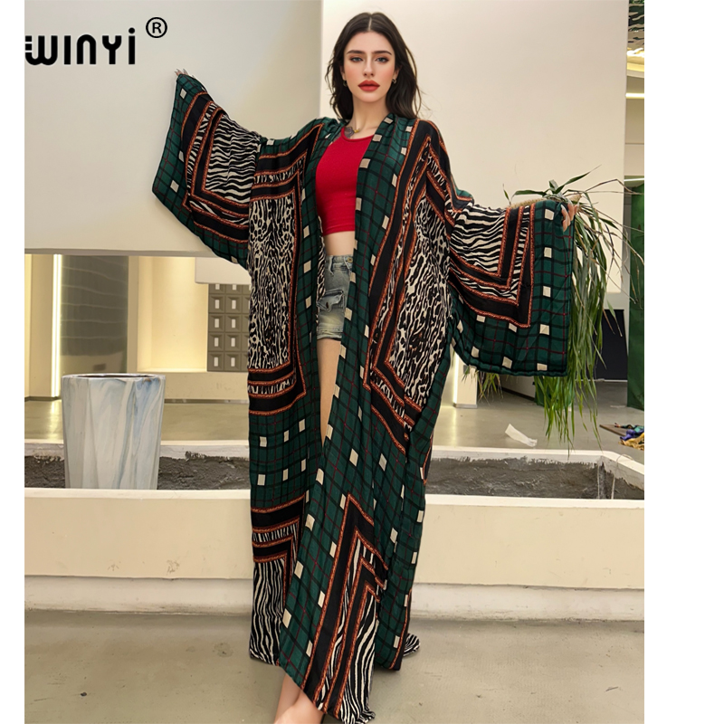 Boho Summer Beach Maxi Dress - WINYIกิโมโนเซ็กซี่ฤดูร้อน 2025 ผู้หญิงเสื้อหลวมชุดยาวElegant Boho Beachชุดผู้หญิงว่ายน้ําCover Up