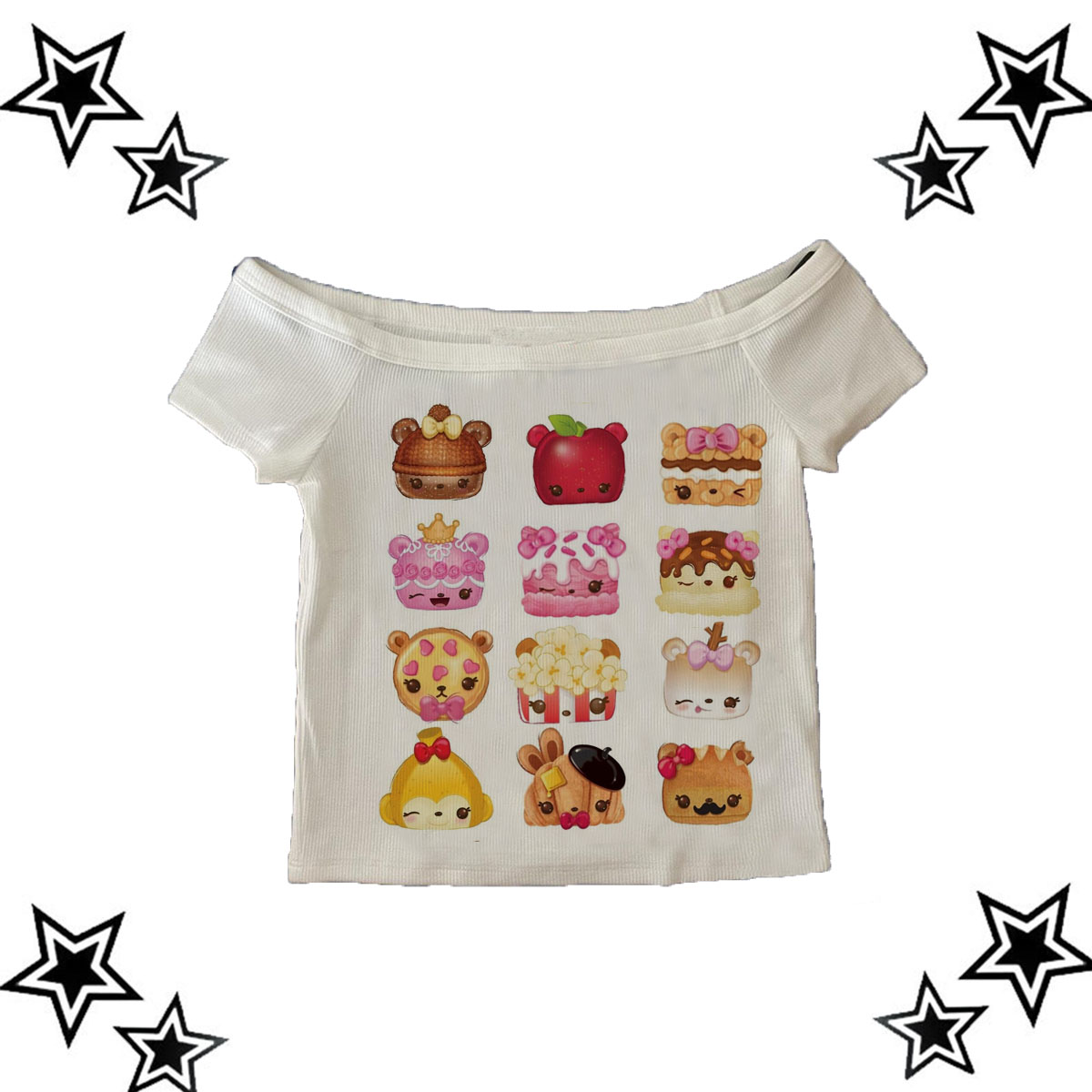 Y2K Graphic Baby Tee Crop - เสื้อยืดสไตล์วินเทจ Y2K ลายกราฟิกสตรีทแฟชั่น น่ารัก ทรงเข้ารูป สไตล์กรันจ์