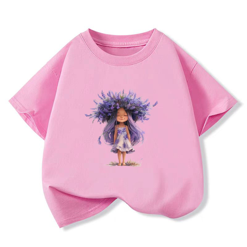 Y2K Graphic Baby Tee Crop - ใหม่Y2Kเสื้อลาเวนเดอร์สาวกราฟิกพิมพ์เด็กทารกเสื้อยืดผ้าฝ้ายสีม่วงเด็กเสื้อTeeแฟชั่นฤดูร้อนTเสื้อ 6 8 10 12 ปี