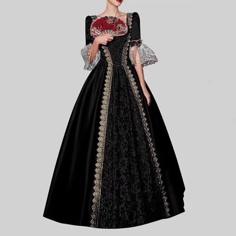 Dresses - ชุดเดรสสตรี S-5XL สไตล์ยุคกลาง ยุคเรอเนซองส์ วิคตอเรียน ชุดราตรีย้อนยุคยุโรป