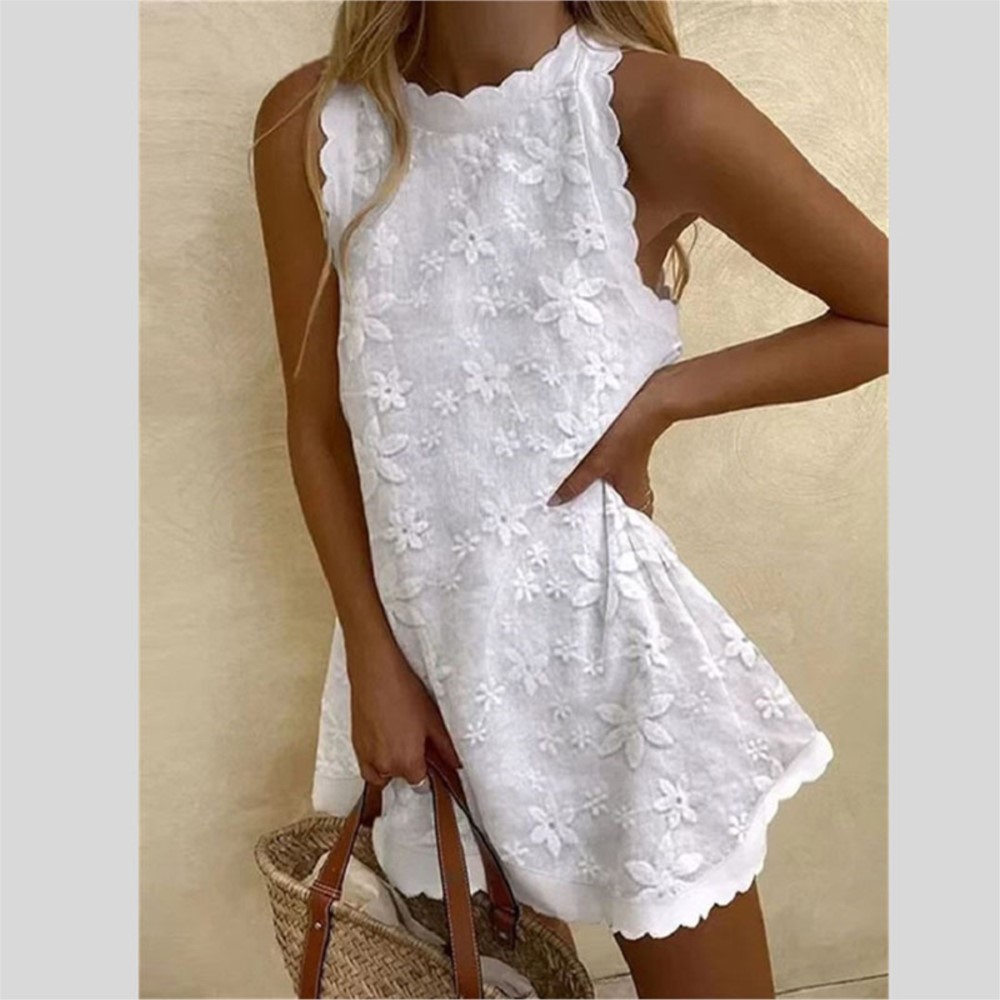 French Vintage Floral Midi Dress - สบายๆลูกไม้สีขาวชุดมินิผู้หญิงฤดูร้อน 2024 แฟชั่นหลวมChicสั้นปาร์ตี้วันหยุดElegant Vestidos