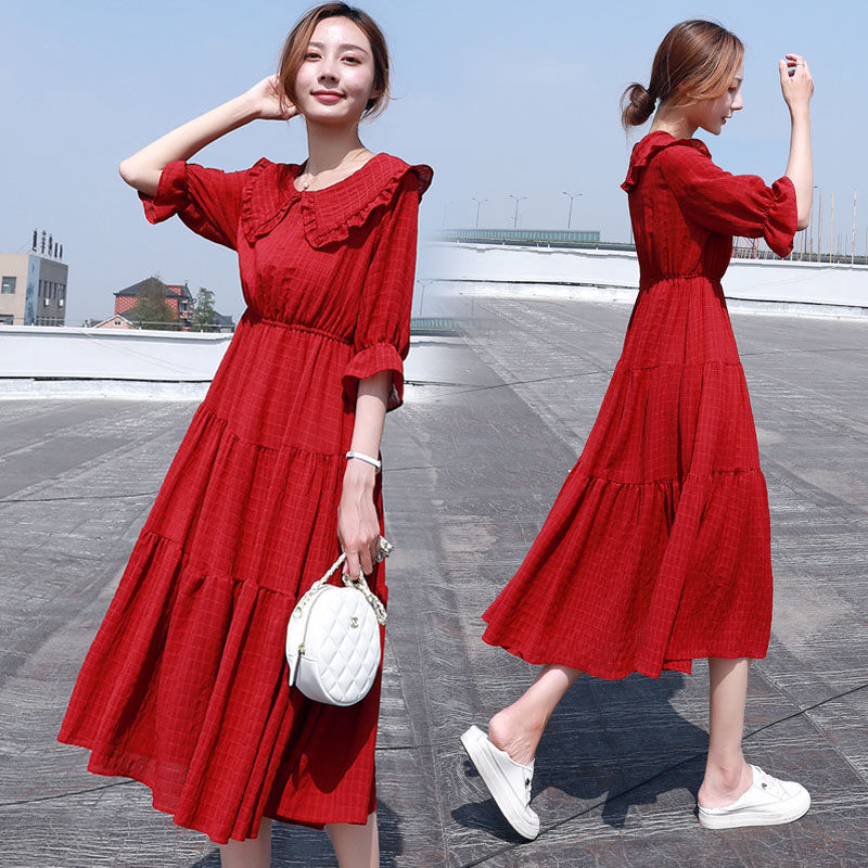 แฟชั่น Midi Elegant 2021พัฟแขน - French Vintage Floral Midi Dress บทวิจารณ์และราคา