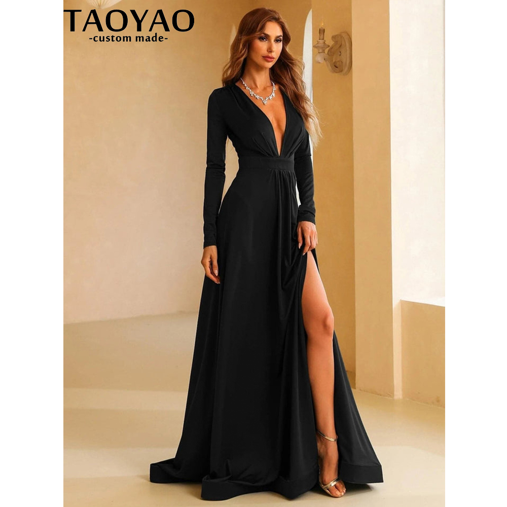 TaoYao ผู้หญิงชุดราตรีที่กําหน - Elegant Satin Evening Gown Split บทวิจารณ์และราคา