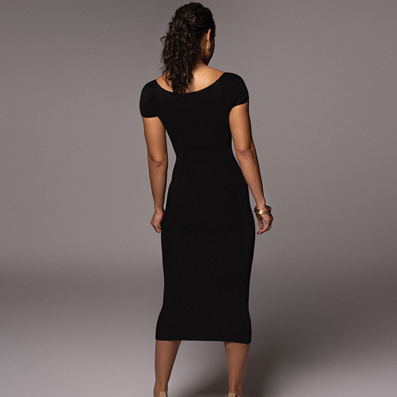 เดรสทรงเข้ารูปแขนยาวผ้าริบแบบไ - Bodycon Long Sleeve Ribbed Dress บทวิจารณ์และราคา