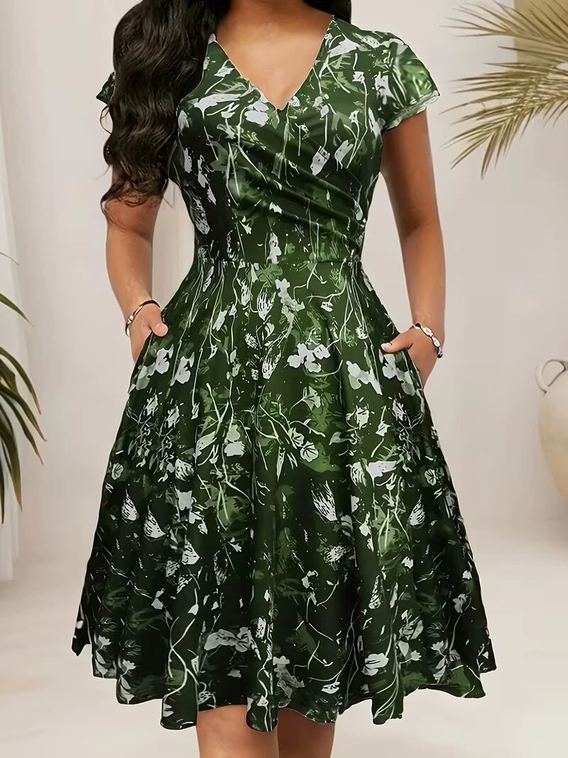 เดรสยาวคอกลมสำหรับฤดูร้อนปี 20 - French Vintage Floral Midi Dress บทวิจารณ์และราคา