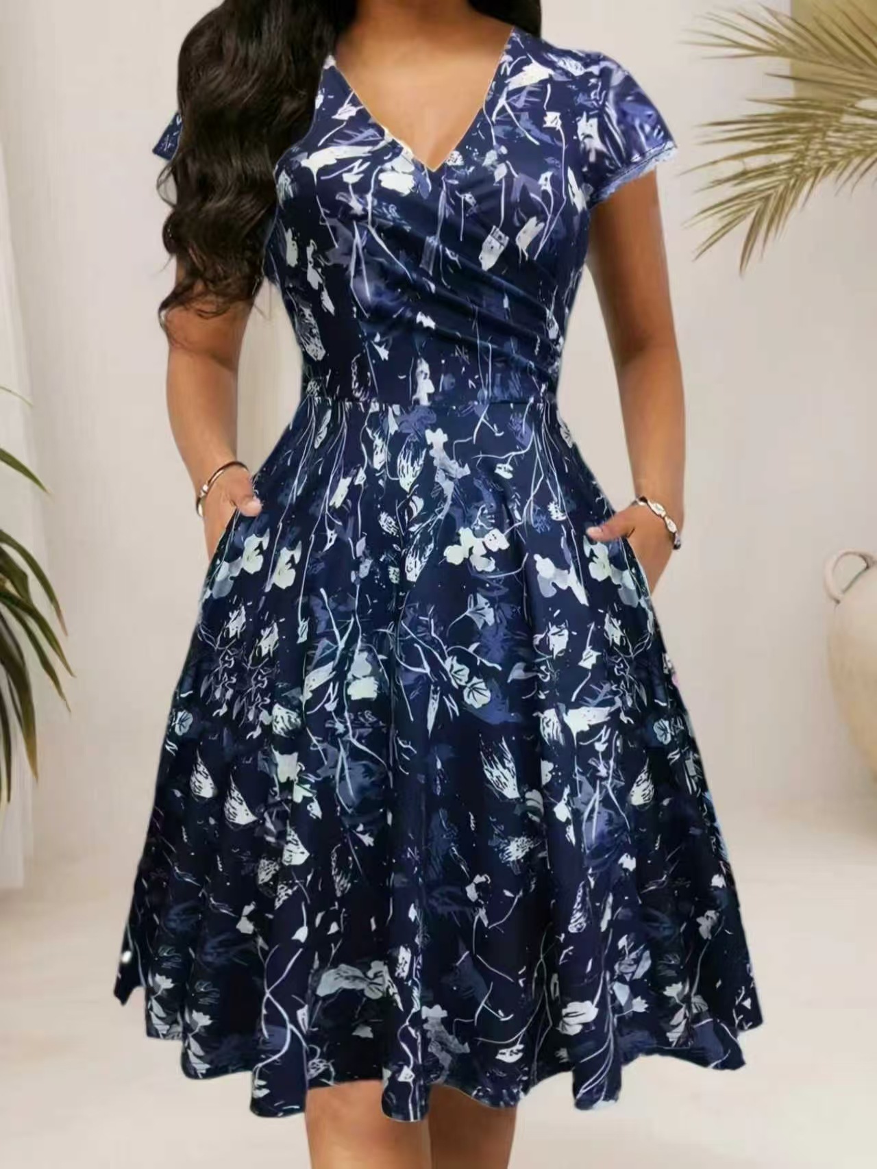 เดรสยาวคอกลมสำหรับฤดูร้อนปี 20 - French Vintage Floral Midi Dress บทวิจารณ์และราคา