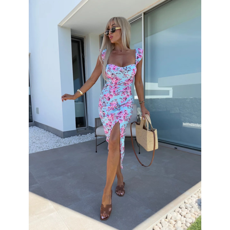 ชุดเดรสยาวกลางลายดอกไม้สำหรับผ - French Vintage Floral Midi Dress บทวิจารณ์และราคา