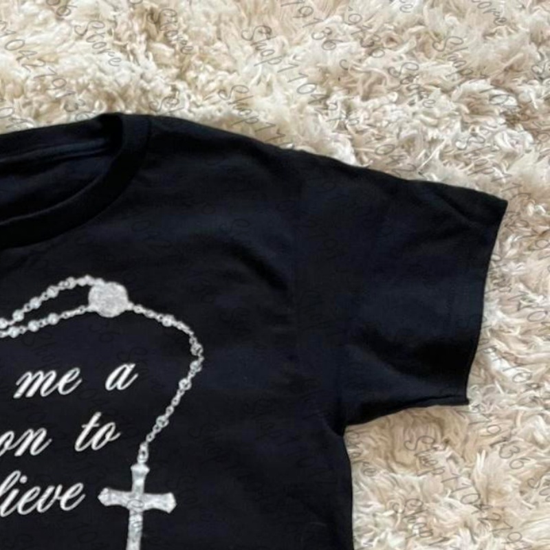 เสื้อผ้าผู้หญิงยุค 2000 เสื้อผ - Y2K Graphic Baby Tee Crop บทวิจารณ์และราคา
