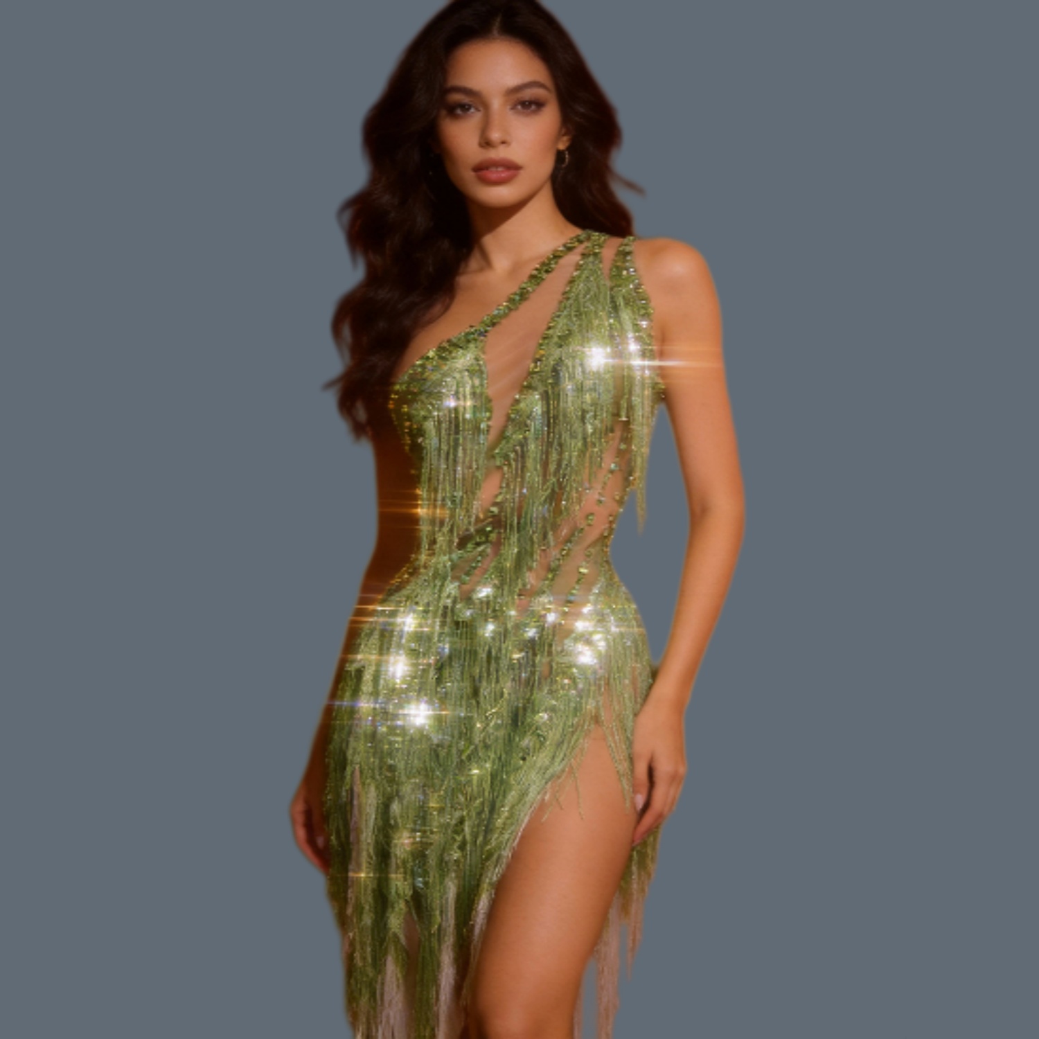 ชุดมินิเดรสเต้นรำลาตินประดับเพ - Sparkly Rhinestone Club Party Dress บทวิจารณ์และราคา