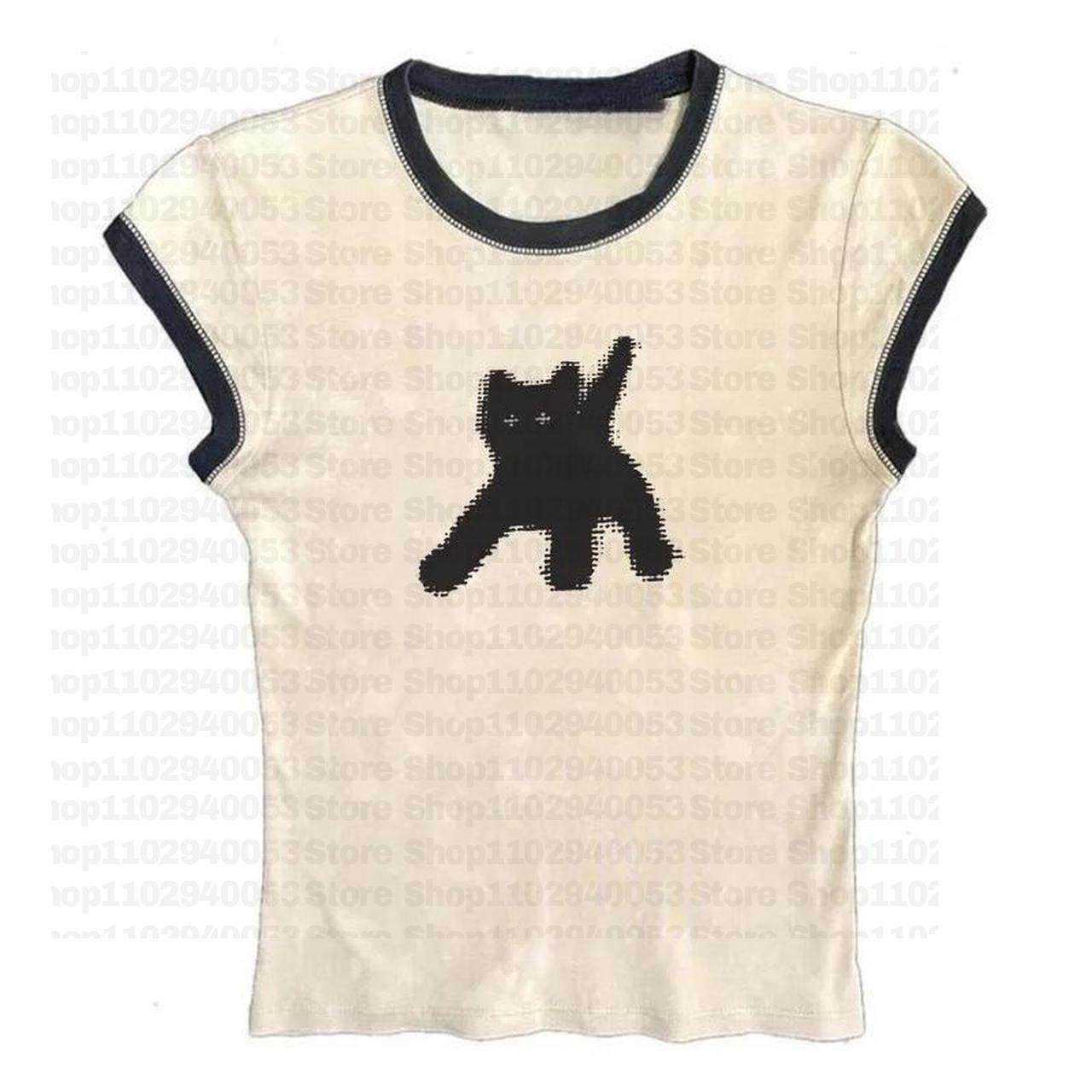 เสื้อครอปแขนสั้นสีดำพิมพ์ลายกร - Y2K Graphic Baby Tee Crop บทวิจารณ์และราคา
