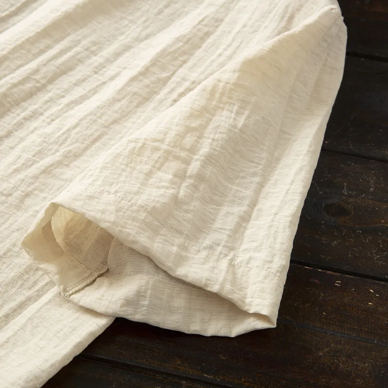 นุ่มสบาย ไม่ต้องรีด! เสื้อเชิ้ - Casual Loose Linen Shirt Dress บทวิจารณ์และราคา