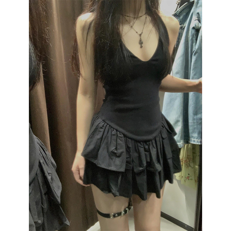 MEXZT Y2Kชุดมินิสีดําผู้หญิงแฟ - Y2K Backless Halter Mini Dress บทวิจารณ์และราคา