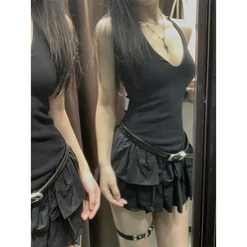 MEXZT Y2Kชุดมินิสีดําผู้หญิงแฟ - Y2K Backless Halter Mini Dress บทวิจารณ์และราคา