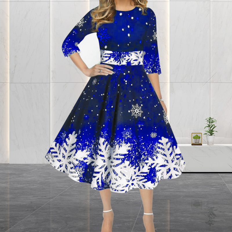 ฤดูหนาวคริสต์มาสชุดผู้หญิง Vin - French Vintage Floral Midi Dress บทวิจารณ์และราคา