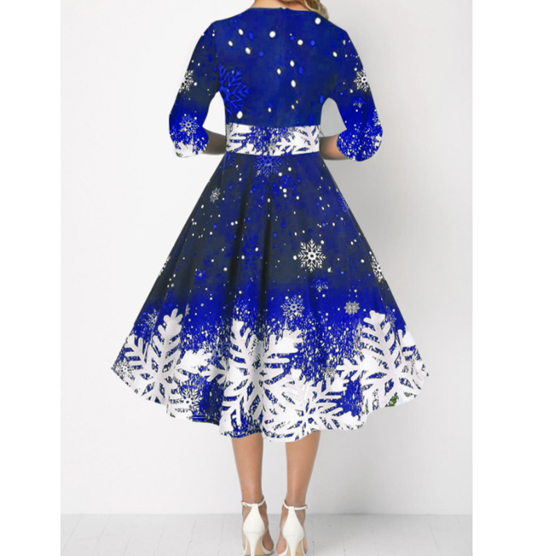 ฤดูหนาวคริสต์มาสชุดผู้หญิง Vin - French Vintage Floral Midi Dress บทวิจารณ์และราคา