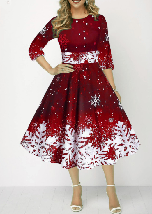 ฤดูหนาวคริสต์มาสชุดผู้หญิง Vin - French Vintage Floral Midi Dress บทวิจารณ์และราคา