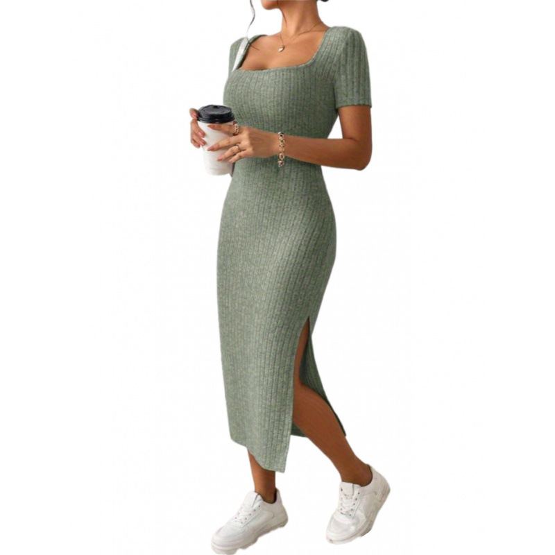 ชุดเดรสไหมพรมถักลายริบสไตล์วิน - Bodycon Long Sleeve Ribbed Dress บทวิจารณ์และราคา