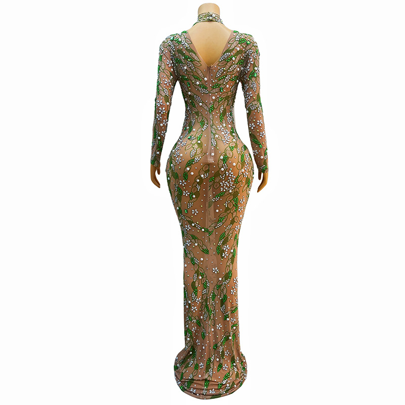 ชุดเดรสยาวชุดออกงานกลางคืนสวยง - Sparkly Rhinestone Club Party Dress บทวิจารณ์และราคา
