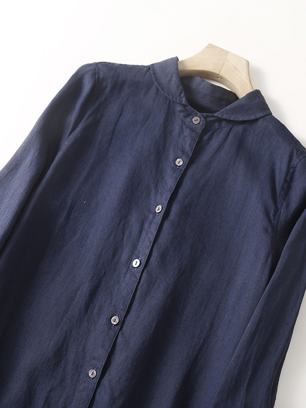 เดรสเชิ้ตผ้าฝ้ายลินินทรงหลวม แ - Casual Loose Linen Shirt Dress บทวิจารณ์และราคา