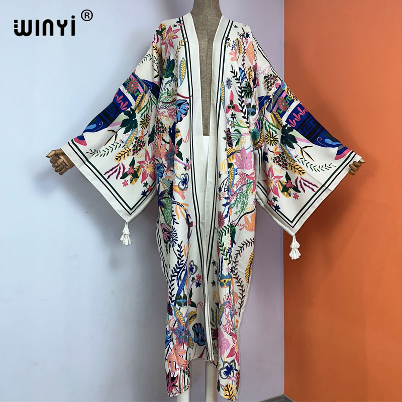 Winyi ชุดกิโมโนพิมพ์ลายชายหาดฤ - Boho Summer Beach Maxi Dress บทวิจารณ์และราคา