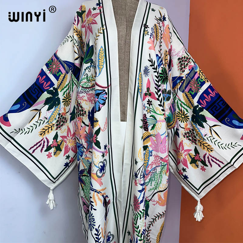 Winyi ชุดกิโมโนพิมพ์ลายชายหาดฤ - Boho Summer Beach Maxi Dress บทวิจารณ์และราคา