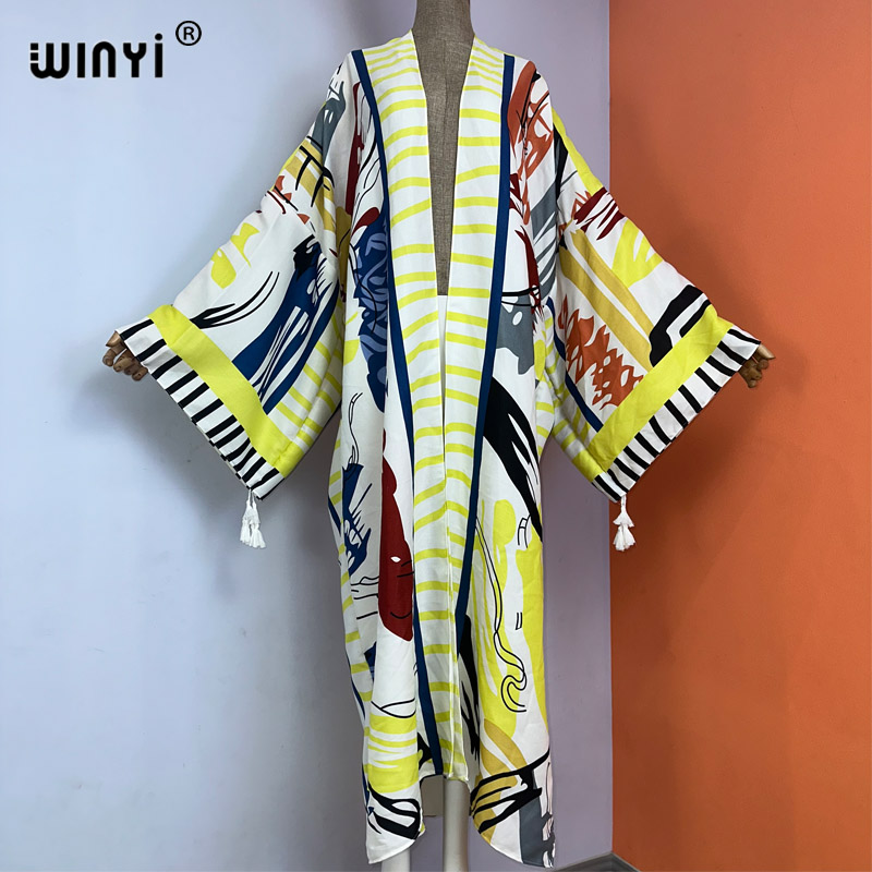 Winyi ชุดกิโมโนพิมพ์ลายชายหาดฤ - Boho Summer Beach Maxi Dress บทวิจารณ์และราคา
