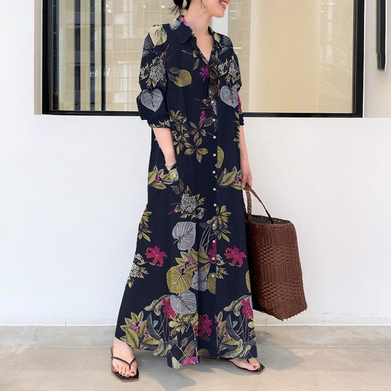 ฤดูใบไม้ร่วงใหม่ plus ขนาดลําล - Casual Loose Linen Shirt Dress บทวิจารณ์และราคา