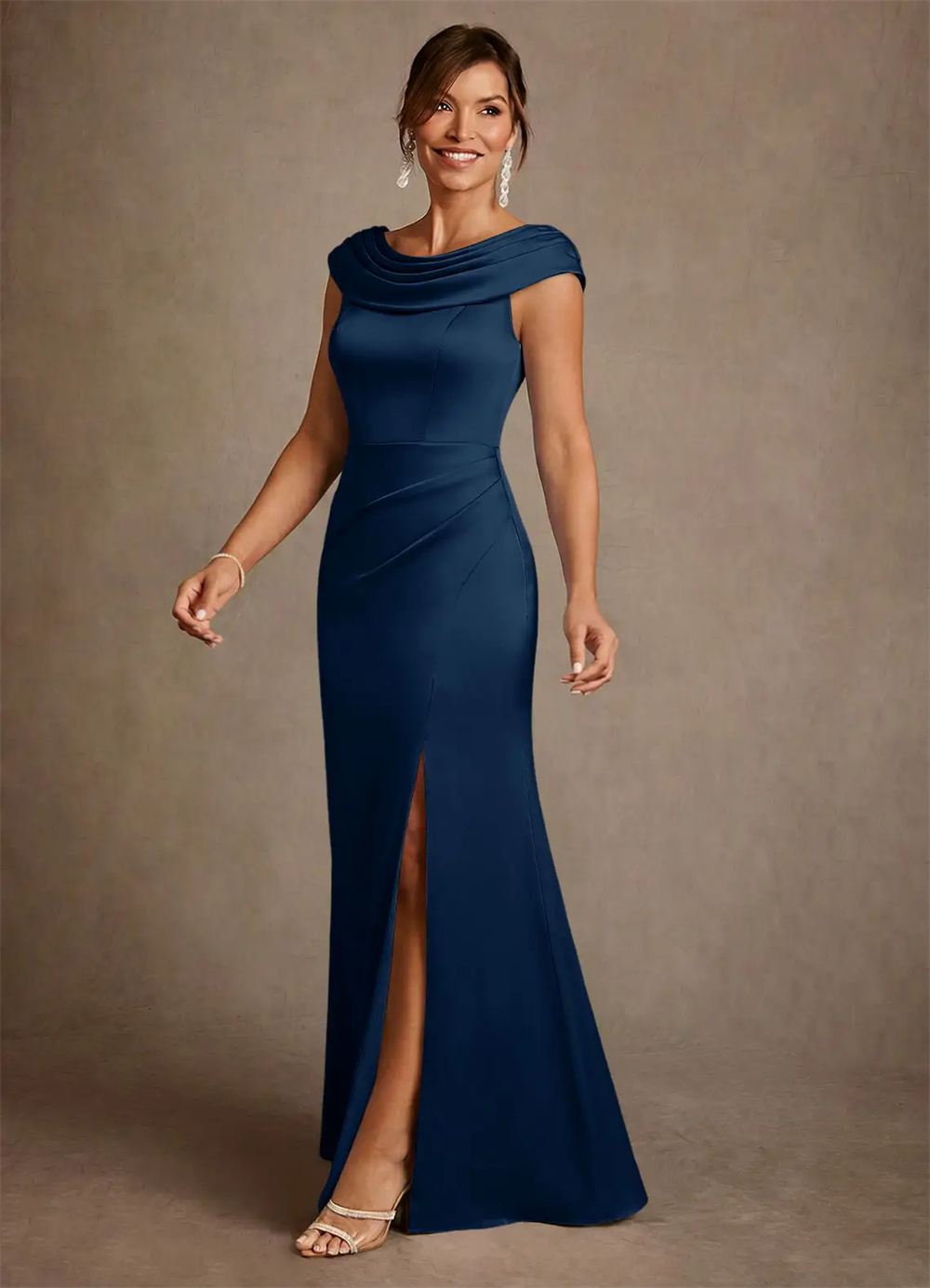 ชุดแม่เจ้าสาว ชุดแม่เจ้าสาวงาน - Elegant Satin Evening Gown Split บทวิจารณ์และราคา