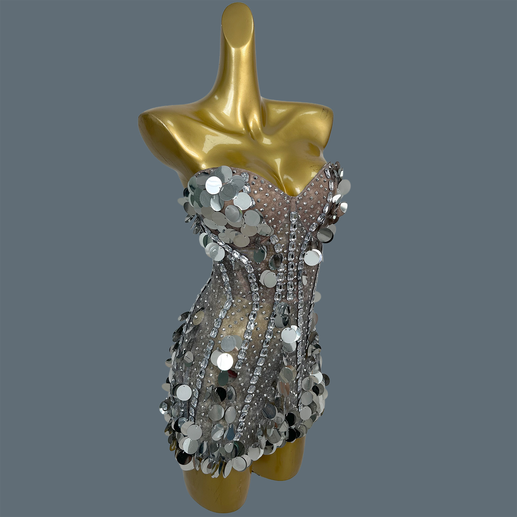 ชุดมินิเดรสเกาะอกประดับเพชรเที - Sparkly Rhinestone Club Party Dress บทวิจารณ์และราคา