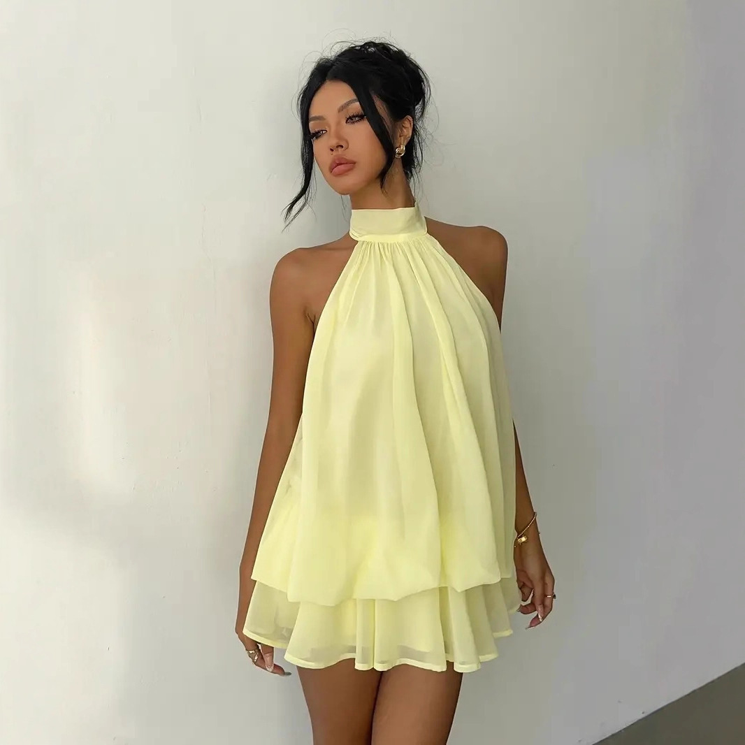เดรสผู้หญิงแบบผูกคอ เปิดหลัง ผ - Y2K Backless Halter Mini Dress บทวิจารณ์และราคา