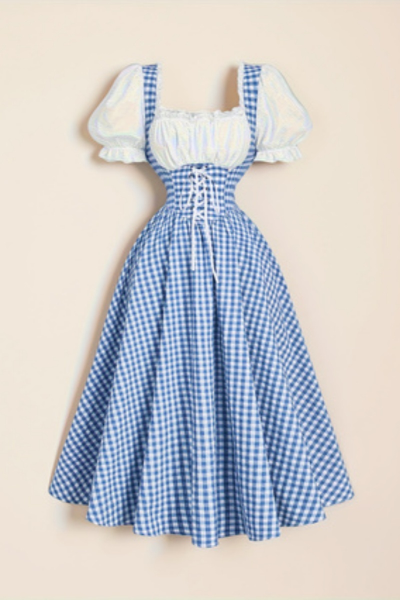 ชุดเดรสแฟชั่นสตรีสีน้ำเงินและส - French Vintage Floral Midi Dress บทวิจารณ์และราคา
