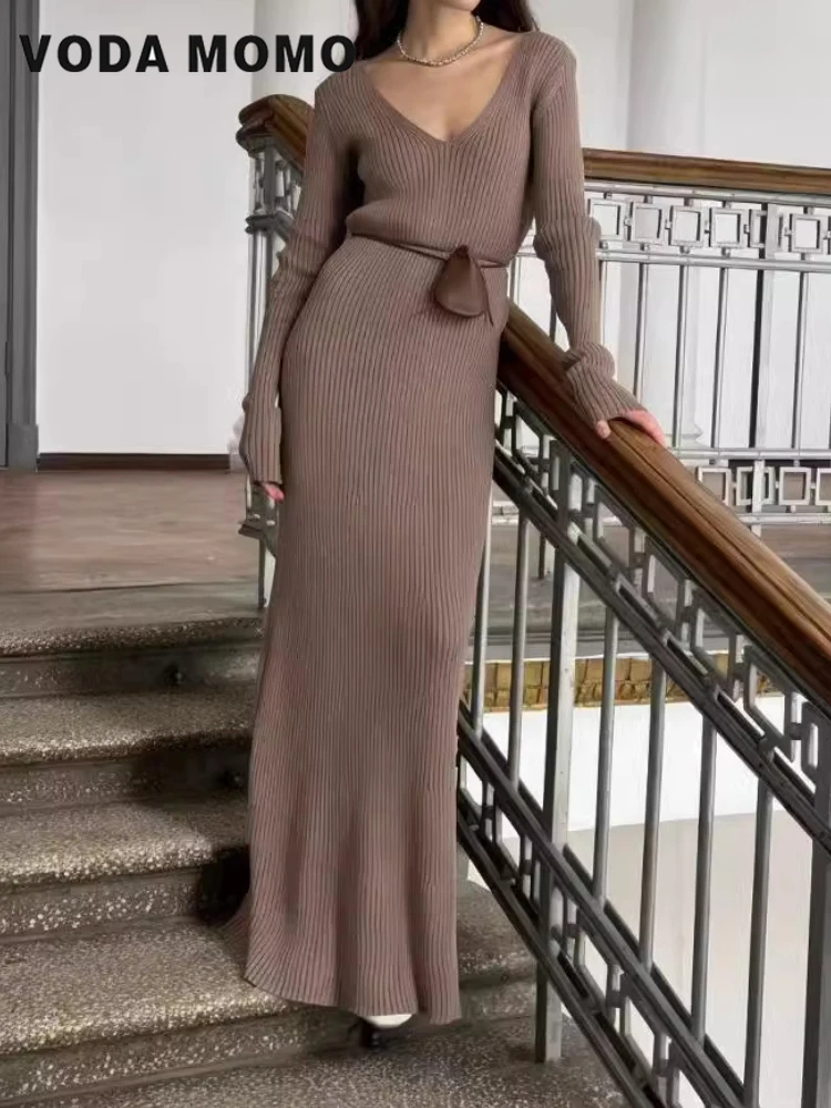 แขนยาวอเนกประสงค์Bodycon Maxi  - Bodycon Long Sleeve Ribbed Dress บทวิจารณ์และราคา