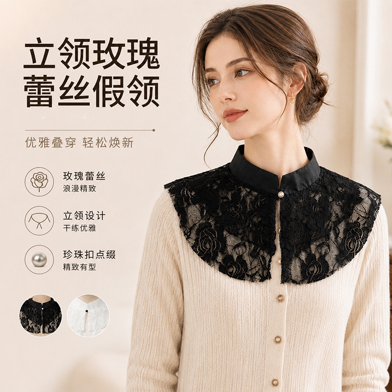 ผ้าคลุมไหล่คอปกปลอมลายลูกไม้ดอ - Dresses บทวิจารณ์และราคา