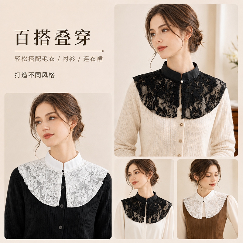 ผ้าคลุมไหล่คอปกปลอมลายลูกไม้ดอ - Dresses บทวิจารณ์และราคา