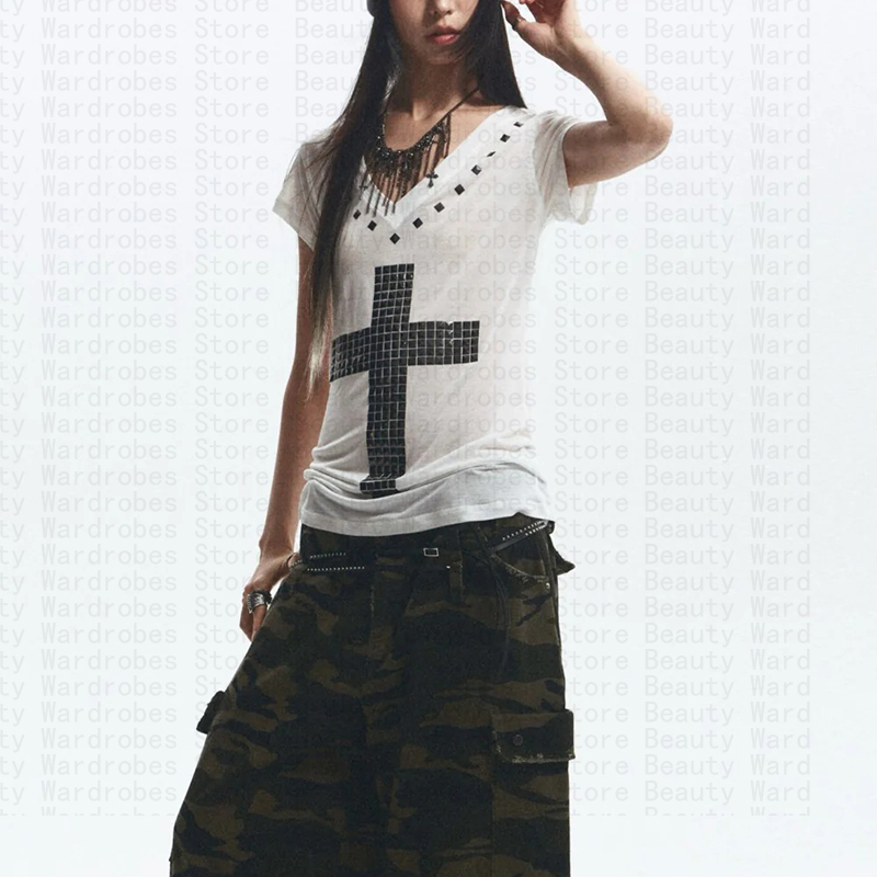 Rock Goth ที่ไม่ซ้ํากัน Top Y2 - Y2K Graphic Baby Tee Crop บทวิจารณ์และราคา