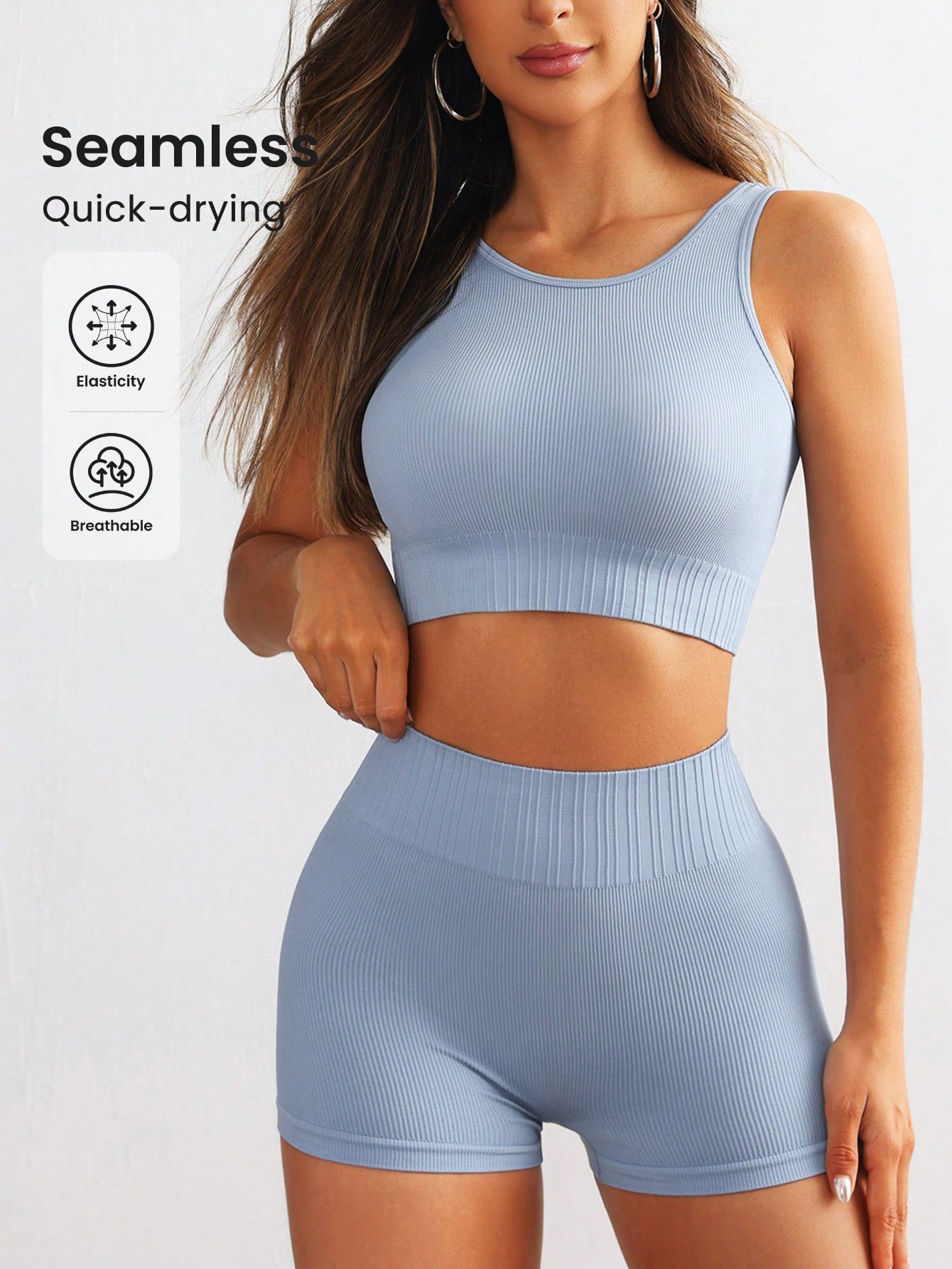 ชุดโยคะไร้รอยต่อสำหรับผู้หญิง  - Seamless Ribbed Workout Tank Top บทวิจารณ์และราคา